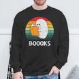 Retro Book Ghost Reading Halloween Teacher Men Women Sweatshirt Gifts for Old Men