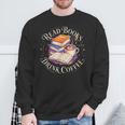 Retro Book Lover Coffee Drinking Reading Librarian Readers Sweatshirt Gifts for Old Men