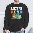 Retro Reading Teacher Book Lover Let's Read Sweatshirt Gifts for Old Men