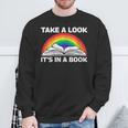 Retros Vintage Rainbow Take a Look It's In a Book Reading Sweatshirt Gifts for Old Men
