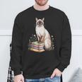 Siamese Cat Meezer Bookworm Flowers Book Reading Books Sweatshirt Gifts for Old Men Siamese Cat Meezer Bookworm Flowers Book Reading Books Sweatshirt Gifts for Old Men