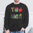 Teacher School Supplies Apple Books Pencil Globe Crayon Sweatshirt Gifts for Old Men Teacher School Supplies Apple Books Pencil Globe Crayon Sweatshirt Gifts for Old Men
