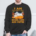 I Am Thankful For Books Cats And Coffee Thanksgiving Sweatshirt Gifts for Old Men