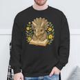 Triceratops Dinosaur Reading Book Flowers Floral Sweatshirt Gifts for Old Men