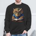 Triceratops Dinosaur Reading Book Nerd Sweatshirt Gifts for Old Men