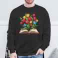 Tulips Flowers Book Floral Sweatshirt Gifts for Old Men