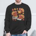 Turkey Reading Books Fall Thanksgiving Teacher Librarian Sweatshirt Gifts for Old Men