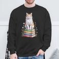 Turkish Van Bookworm Flowers Book Reading Books Sweatshirt Gifts for Old Men