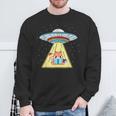 Ufo Abduction Red Panda Reading Book Sweatshirt Gifts for Old Men