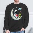 UFO Alien Astronaut Reading Book In Space Sweatshirt Gifts for Old Men