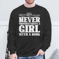 Never Underestimate a Girl With a Book Aesthetic Graphic Sweatshirt Gifts for Old Men