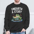 Unearth a Story Frog Reading a Book Summer 2026 Sweatshirt Gifts for Old Men