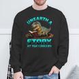 Unearth A Story At The Library Dinosaur Reading Sweatshirt Gifts for Old Men