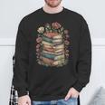 Vintage Books And Flowers Botanical Reading Illustration Sweatshirt Gifts for Old Men Vintage Books And Flowers Botanical Reading Illustration Sweatshirt Gifts for Old Men