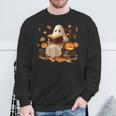 Vintage Ghost Reading Book Pumpkin Halloween Books Lover Sweatshirt Gifts for Old Men