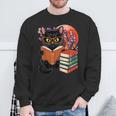 Vintage Japanese Cat Book Lovers Librarian Dad Teacher Sweatshirt Gifts for Old Men