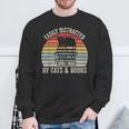 Vintage Retro Easily Distracted By Cats And Books Cat Sweatshirt Gifts for Old Men