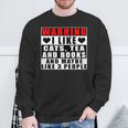 Warning I Like Cats Tea And Books And Maybe Like 3 People Sweatshirt Gifts for Old Men
