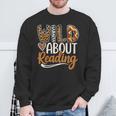 Wild About Reading Book Animal Children's Book Lover Teacher Sweatshirt Gifts for Old Men