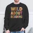 Wild About Reading Book Animal Book Lover Teacher Kids Sweatshirt Gifts for Old Men