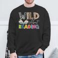 Wild About Reading Reading Books & Bookworm For Book Reader Sweatshirt Gifts for Old Men