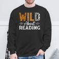 Wild About Reading Books Reader Lover Animals Leopard Zebra Sweatshirt Gifts for Old Men