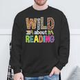 Wild About Reading Library Day Reading Books & Bookworm Sweatshirt Gifts for Old Men