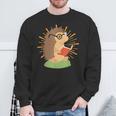 Wildlife Forest Animal Book Reading Bookworm Hedgehog Sweatshirt Gifts for Old Men