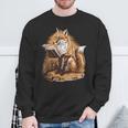 Wise Fox Reading A Book In Glasses Sweatshirt Gifts for Old Men