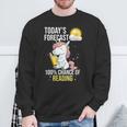 Women's 100 Chance Of Reading Book Lover Unicorn Sweatshirt Gifts for Old Men