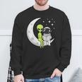 Women's Alien And Astronaut Reading On Moon Kids Sci Fi Book Sweatshirt Gifts for Old Men