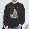 Women's Book Lovers Christmas Tree Reading Penguin Holiday Bookworm Sweatshirt Gifts for Old Men