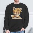 Women's Cute Fox Reading Book Lover Animal Graphic Baby Portrait Sweatshirt Gifts for Old Men
