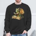 Women's Dragon Bookworm Reading Book Graphic Sweatshirt Gifts for Old Men