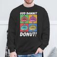 Women's Dungeon Crawler Carl God Damnit Donut Cat Pop Art Book Sweatshirt Gifts for Old Men