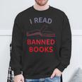 Women's I Read Banned Books Bluegrey-Red Literature Activist Sweatshirt Gifts for Old Men Women's I Read Banned Books Bluegrey-Red Literature Activist Sweatshirt Gifts for Old Men