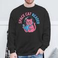 Women's Space CAT Reader Pink Helmet Blue Book Nerd Galaxy Kitty Sweatshirt Gifts for Old Men