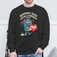 Women's Support Your Local Library Staff Retro Book Mascot Sweatshirt Gifts for Old Men