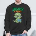 Women's Unearth a Story Summer Reading 2026 Triceratops Dino Book Sweatshirt Gifts for Old Men