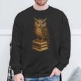 Women's Wise Owl Monocle Books Scholar Academic Art Sweatshirt Gifts for Old Men