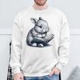Adorable Reading Bunny Drawing For Book Lovers Philossophers Sweatshirt Gifts for Old Men