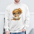 Baby Lizard Open Book Reading Reptile Graphic Portrait Round Premium Tri-Blend Sweatshirt Gifts for Old Men