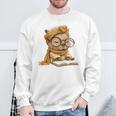 Baby Reptile Small Book Reading Graphic Lizard Round Glasses Sweatshirt Gifts for Old Men