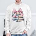 Book Lover Coquette Bow Pink Dainty Ribbon Cute Bookworm Sweatshirt Gifts for Old Men