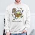 Book Lover Frog Quiet Please Cute Librarian Cartoon Sweatshirt Gifts for Old Men