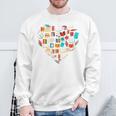Book Lover Heart Shape Reading Club Librarian Bookworm Premium Tri-Blend Sweatshirt Gifts for Old Men