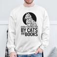 Book Reading Book Easily Distracted By Cats And Books Sweatshirt Gifts for Old Men