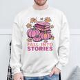 Bookcore Coquette Pinkoween Fall Into Stories Books Premium Tri-Blend Sweatshirt Gifts for Old Men
