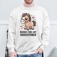 Books Fuel My Horsepower Cute Reading Pony Sweatshirt Gifts for Old Men