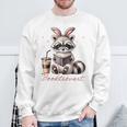 Booktrovert Raccoon Reading Book Iced Coffee Lover Sweatshirt Gifts for Old Men